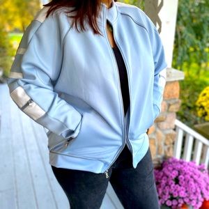 INC Baby Blue White Athletic Track Jacket